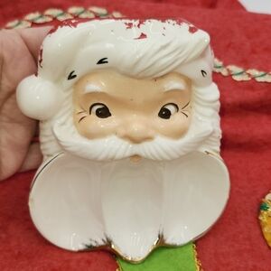 Vintage 6" Santa Claus Ceramic Spoon Rest Wall decoration NORCREST Japan T45
